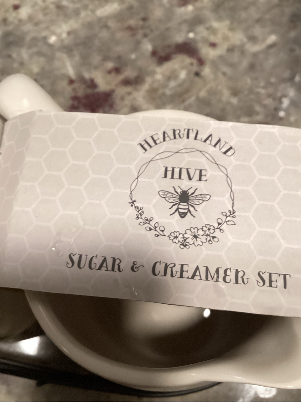 Heartland “HIVE” Gnome & Honey Bees Ceramic Sugar and Creamer Set NIP - Picture 6 of 7